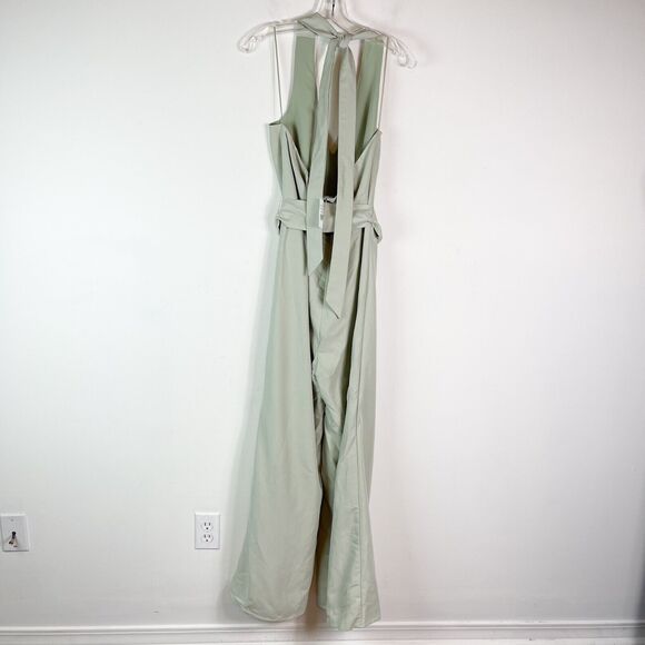 Willow NWOT Green Victor Halter Neck Tie Waist Jumpsuit Size M - Picture 3 of 6